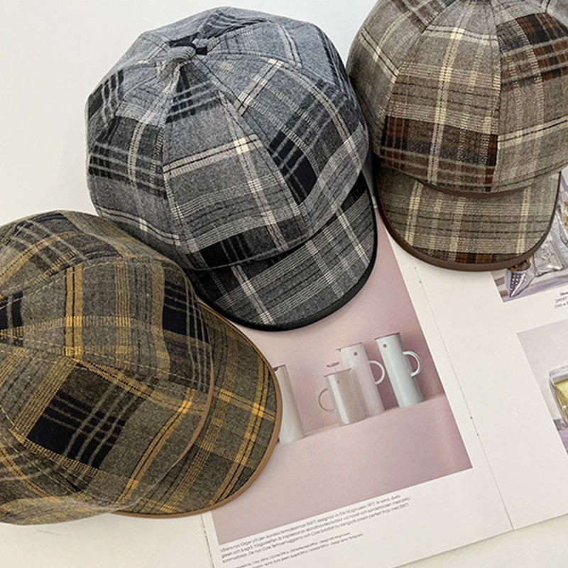 Béret gavroche à carreaux rétro exquis pour femme - image 10