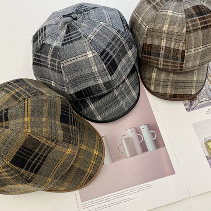Béret gavroche à carreaux rétro exquis pour femme - image 10