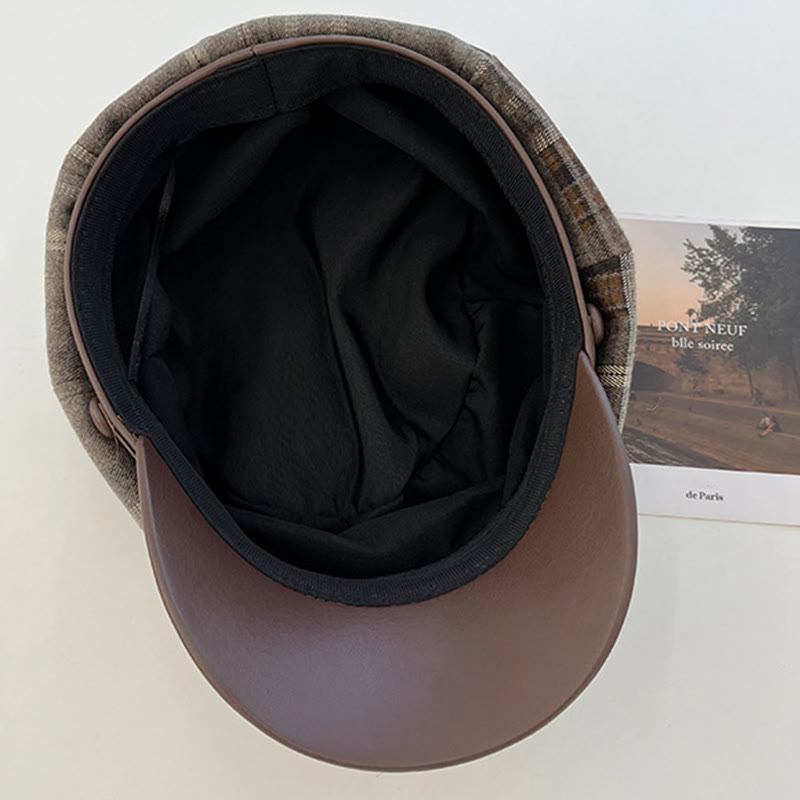 Béret gavroche à carreaux rétro exquis pour femme - image 2