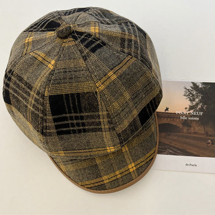 Béret gavroche à carreaux rétro exquis pour femme - image 6