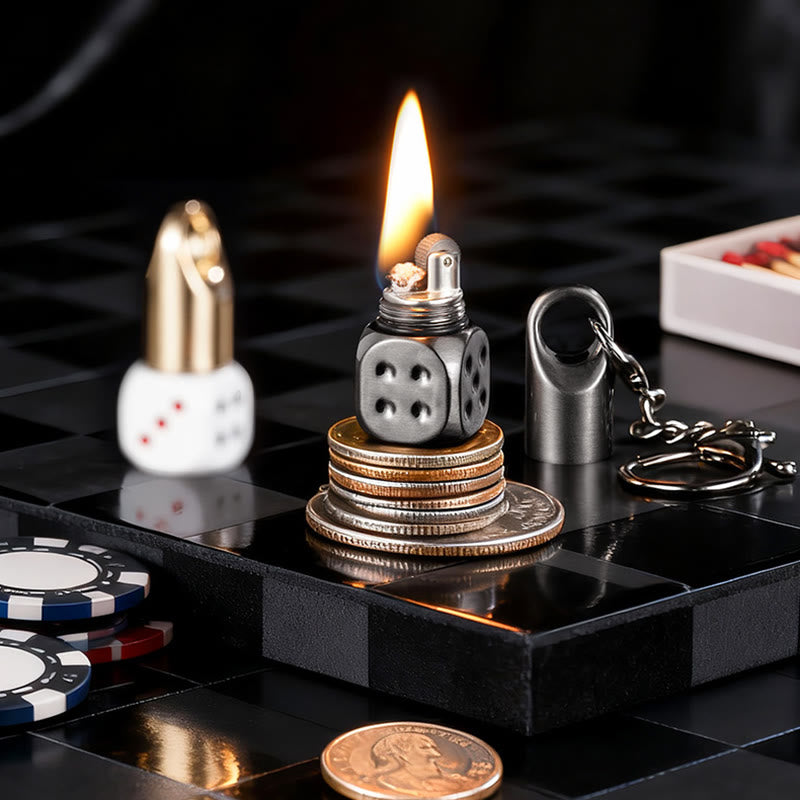 Briquet porte-clés rechargeable en forme de mini-dé classique avec mini-dés - image 7