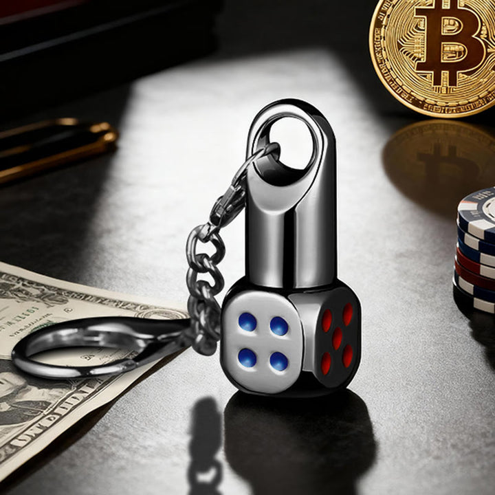 Briquet porte-clés rechargeable en forme de mini-dé classique avec mini-dés - Noir - image 11