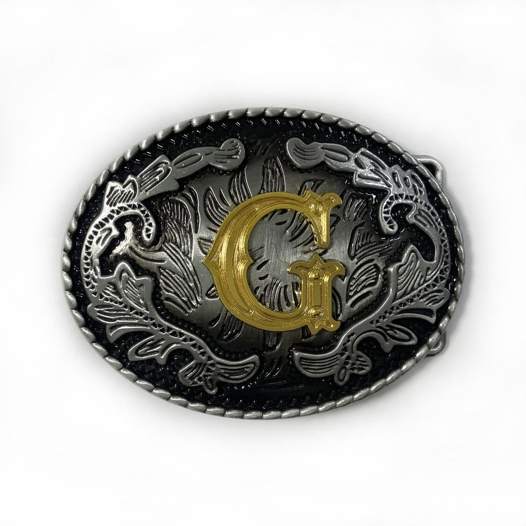 Ceinture en cuir pour homme, style vintage, argentée, ovale, avec boucle en lettres dorées sculptées. - G - Sans ceinture - image 15