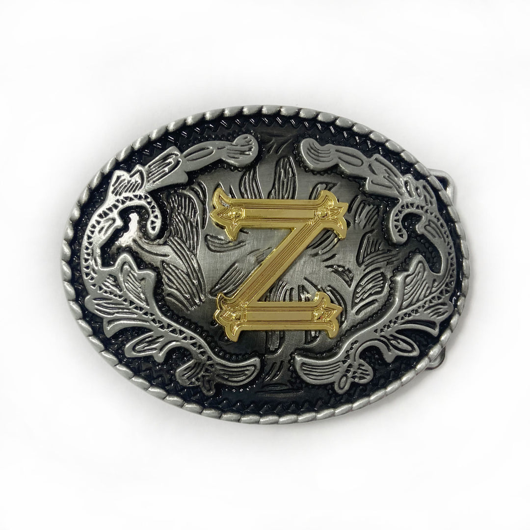 Ceinture en cuir pour homme, style vintage, argentée, ovale, avec boucle en lettres dorées sculptées. - Z - Sans ceinture - image 33