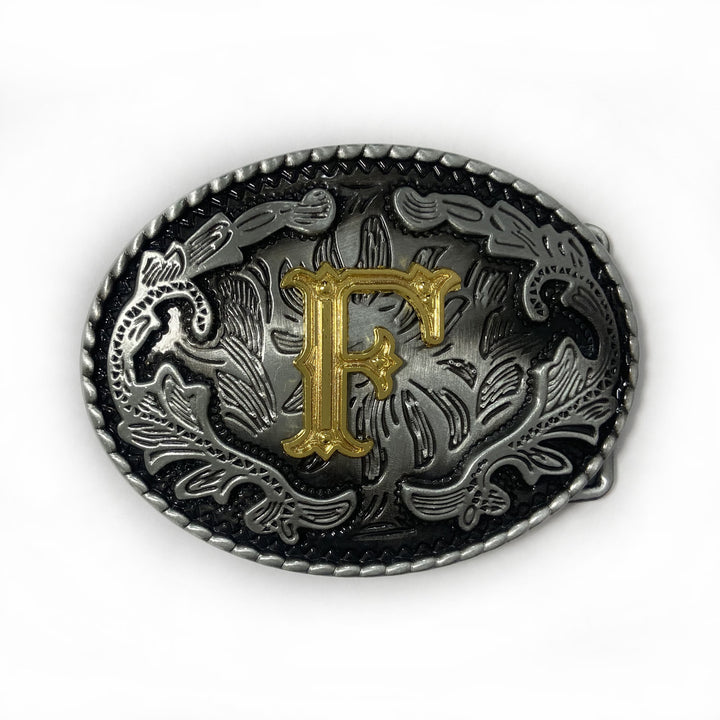 Ceinture en cuir pour homme, style vintage, argentée, ovale, avec boucle en lettres dorées sculptées. - F - Sans ceinture - image 14