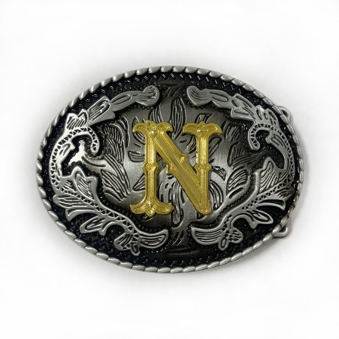 Ceinture en cuir pour homme, style vintage, argentée, ovale, avec boucle en lettres dorées sculptées. - N - Sans ceinture - image 22