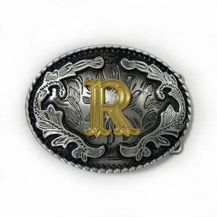 Ceinture en cuir pour homme, style vintage, argentée, ovale, avec boucle en lettres dorées sculptées. - R - Sans ceinture - image 26