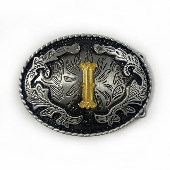 Ceinture en cuir pour homme, style vintage, argentée, ovale, avec boucle en lettres dorées sculptées. - je - Sans ceinture - image 17