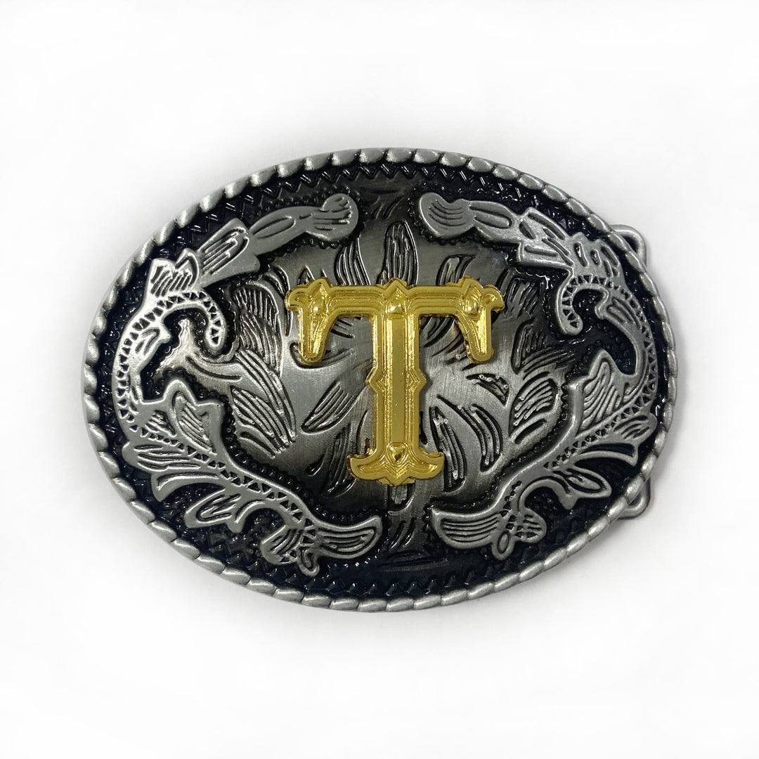 Ceinture en cuir pour homme, style vintage, argentée, ovale, avec boucle en lettres dorées sculptées. - T - Sans ceinture - image 28