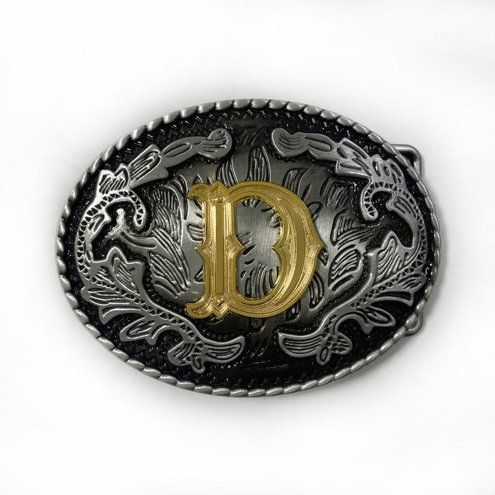 Ceinture en cuir pour homme, style vintage, argentée, ovale, avec boucle en lettres dorées sculptées. - D - Sans ceinture - image 12