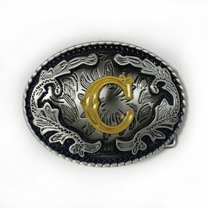 Ceinture en cuir pour homme, style vintage, argentée, ovale, avec boucle en lettres dorées sculptées. - C - Sans ceinture - image 11