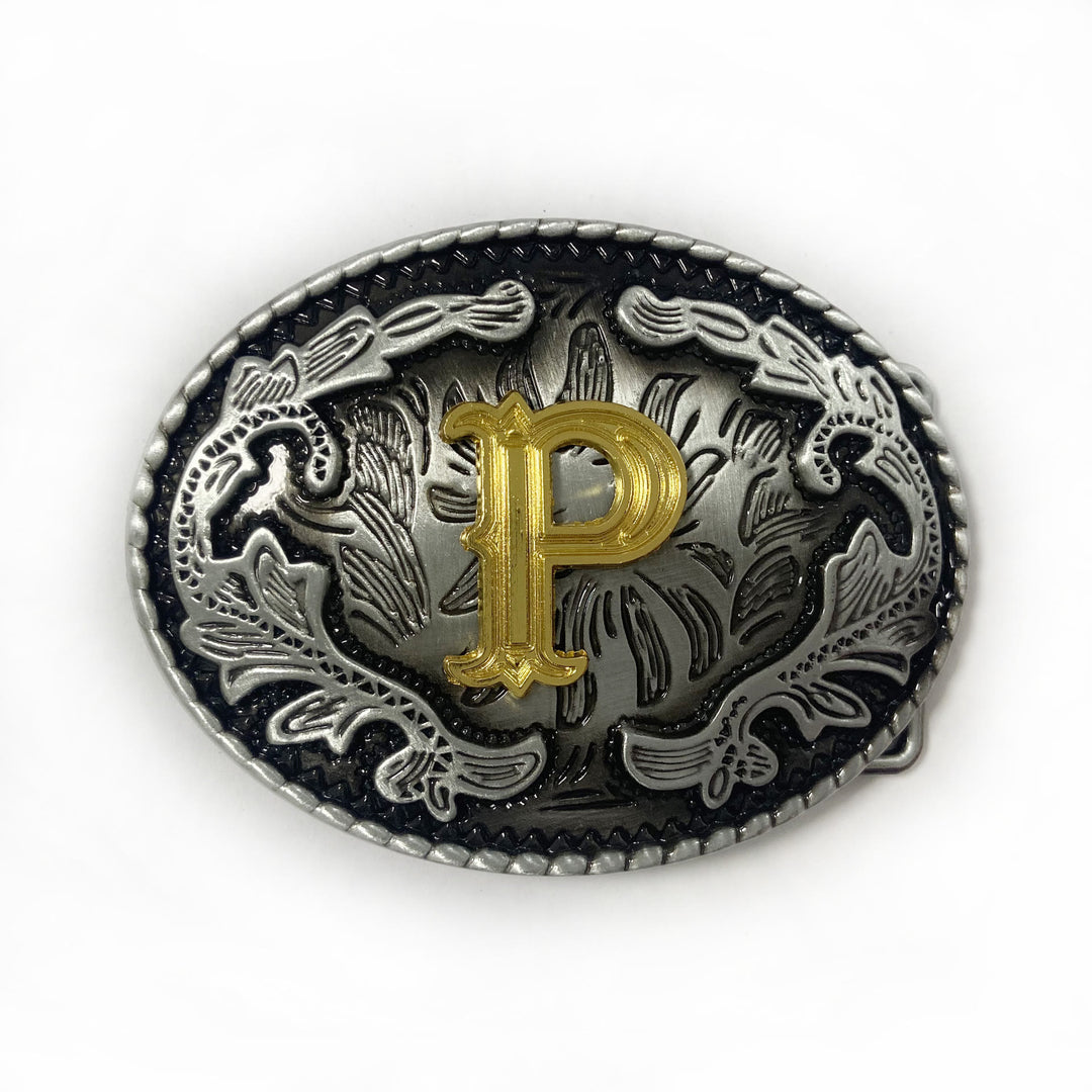 Ceinture en cuir pour homme, style vintage, argentée, ovale, avec boucle en lettres dorées sculptées. - P - Sans ceinture - image 24