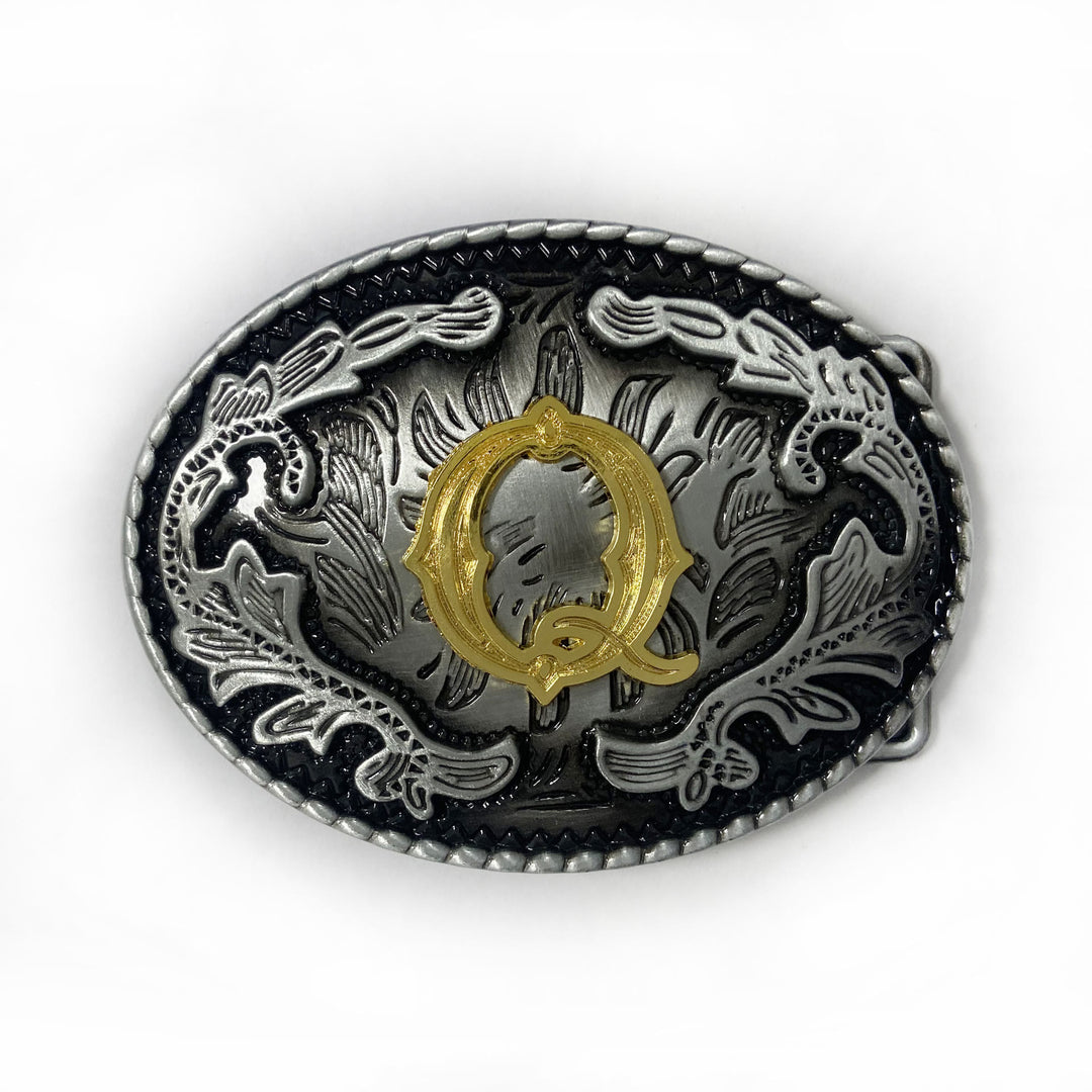 Ceinture en cuir pour homme, style vintage, argentée, ovale, avec boucle en lettres dorées sculptées. - Q - Sans ceinture - image 25