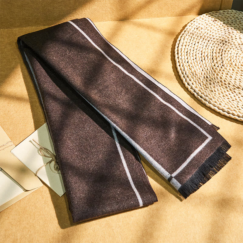 Écharpe chaude à franges rayée classique pour homme - image 3