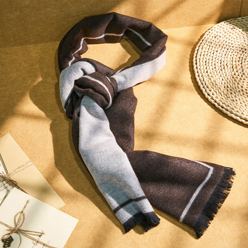 Écharpe chaude à franges rayée classique pour homme - image 2