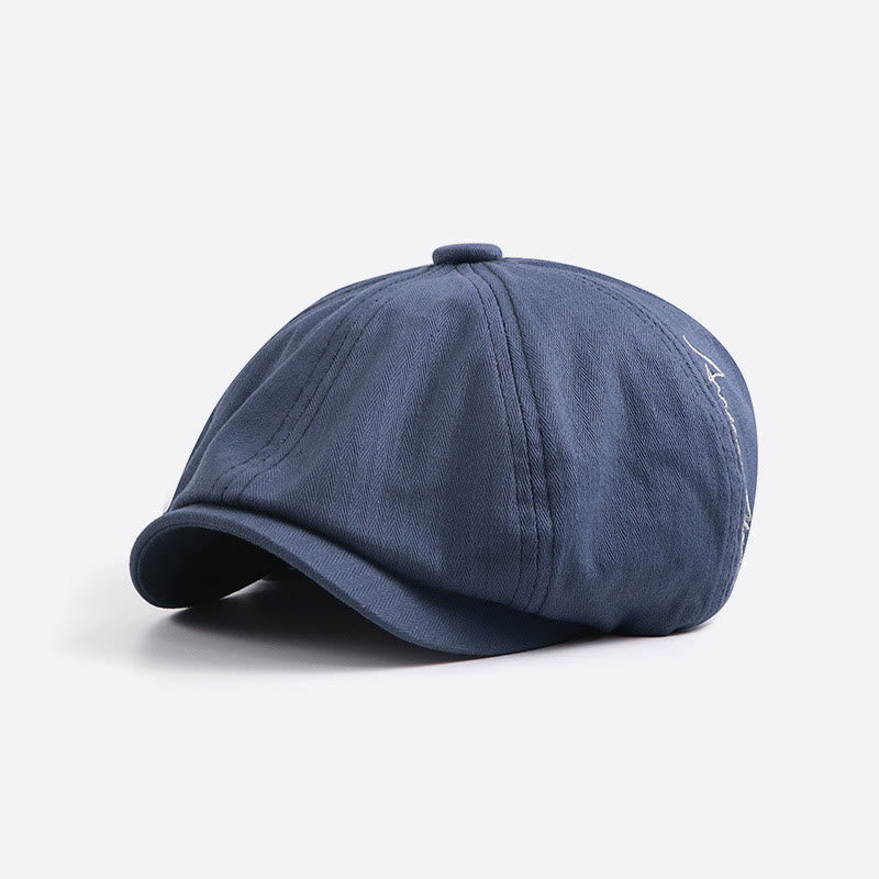Chapeau béret gavroche élégant et rétro brodé pour hommes - Bleu - Réglable (22-23 5/8") - image 0