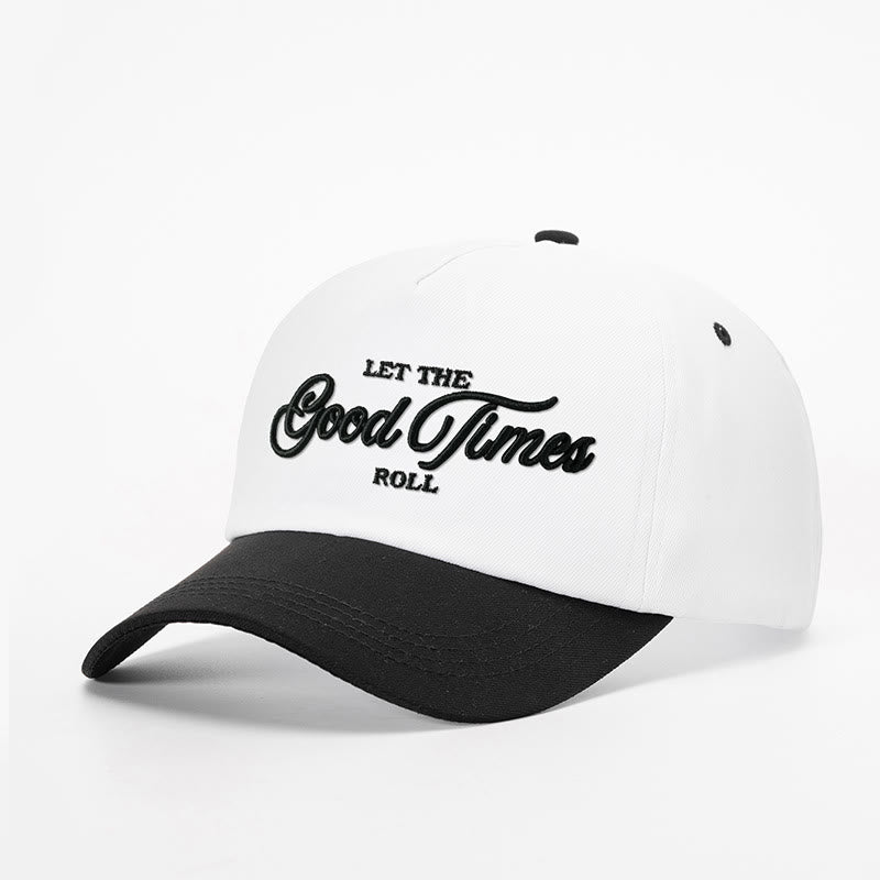 Casquette de baseball brodée bicolore « Let the Good Times Roll » - blanc avec du noir - M (22-22 7/8") - image 1