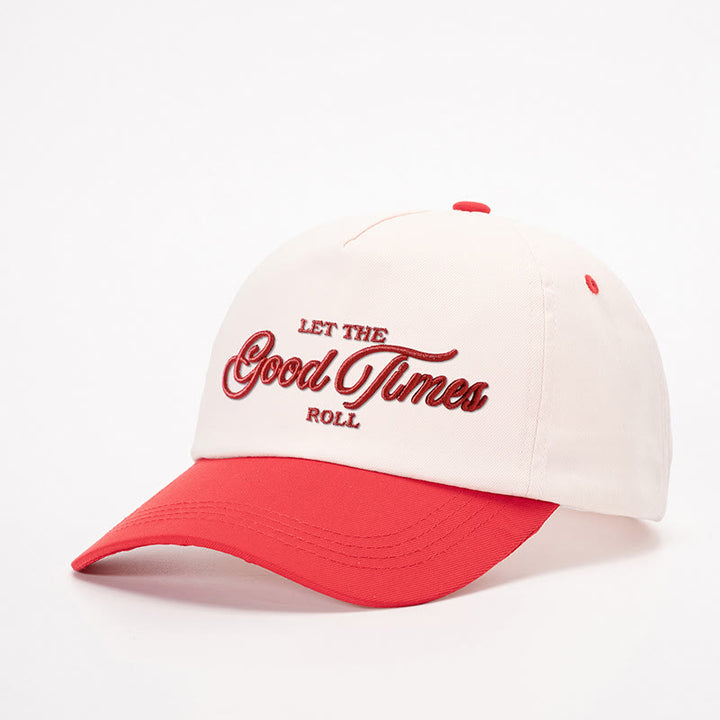 Casquette de baseball brodée bicolore « Let the Good Times Roll » - blanc cassé avec du rouge - M (22-22 7/8") - image 3