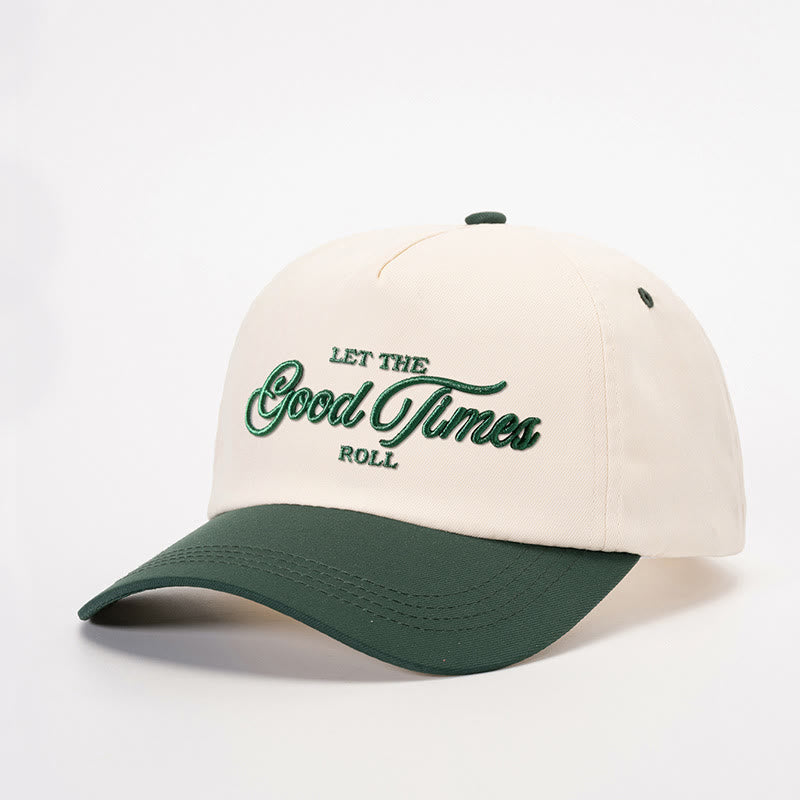 Casquette de baseball brodée bicolore « Let the Good Times Roll » - blanc cassé avec du vert foncé - M (22-22 7/8") - image 4