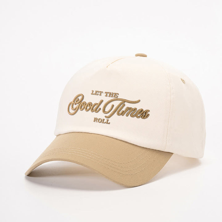 Casquette de baseball brodée bicolore « Let the Good Times Roll » - Blanc cassé et kaki foncé - M (22-22 7/8") - image 0