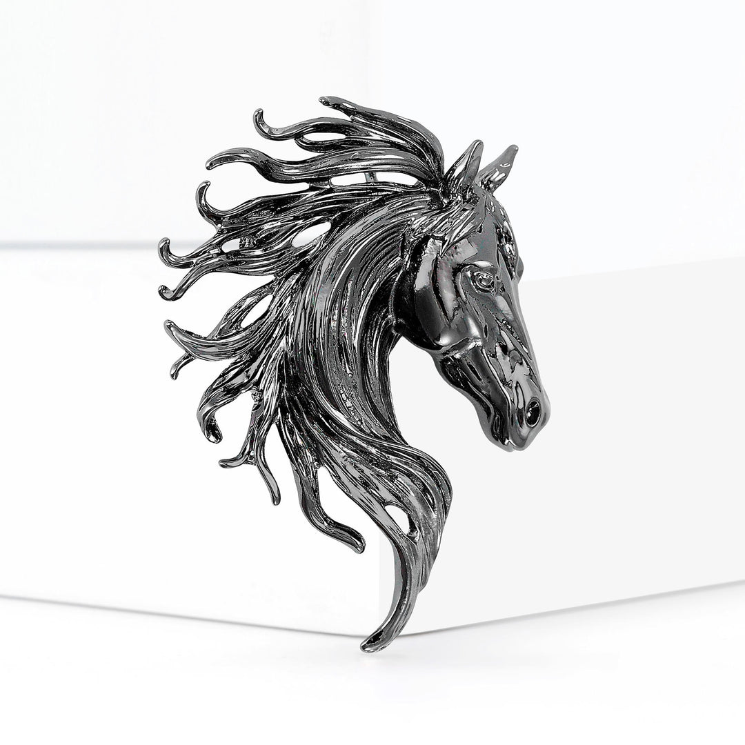 Broche en métal multicolore représentant une tête d'étalon dynamique - Noir - image 5