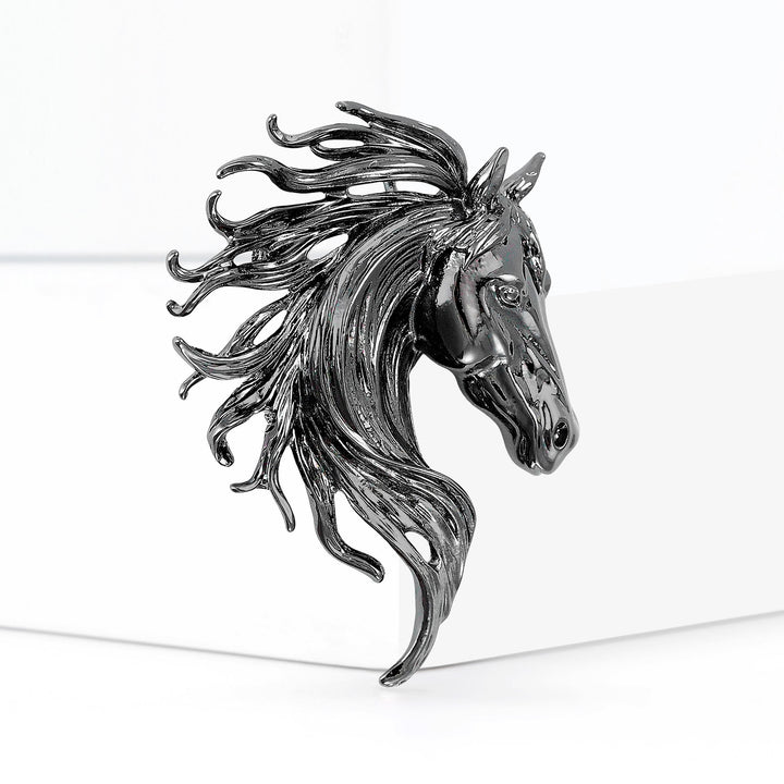 Broche en métal multicolore représentant une tête d'étalon dynamique - Noir - image 5