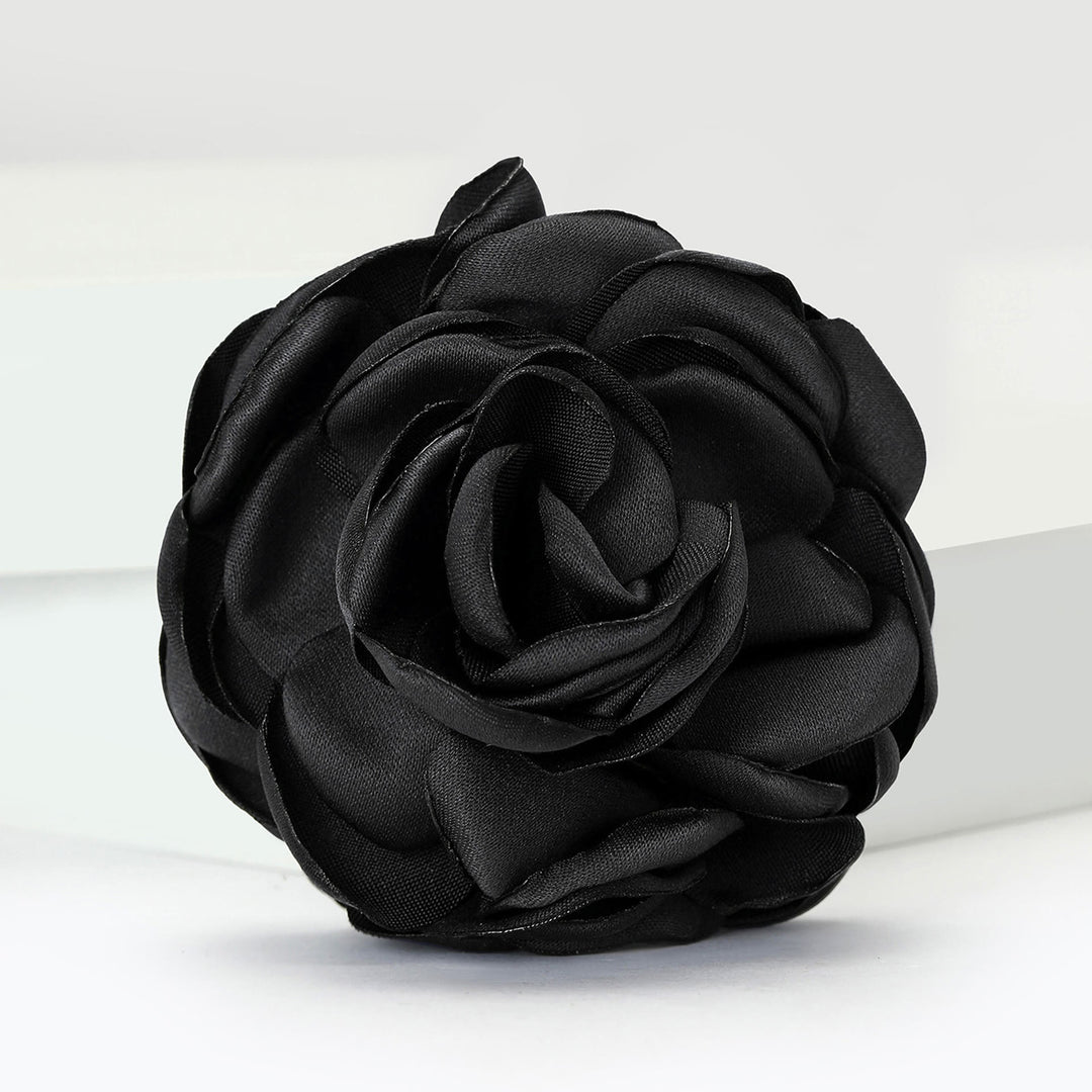Broche élégante rose multicolore en satin brillant - Noir - image 2