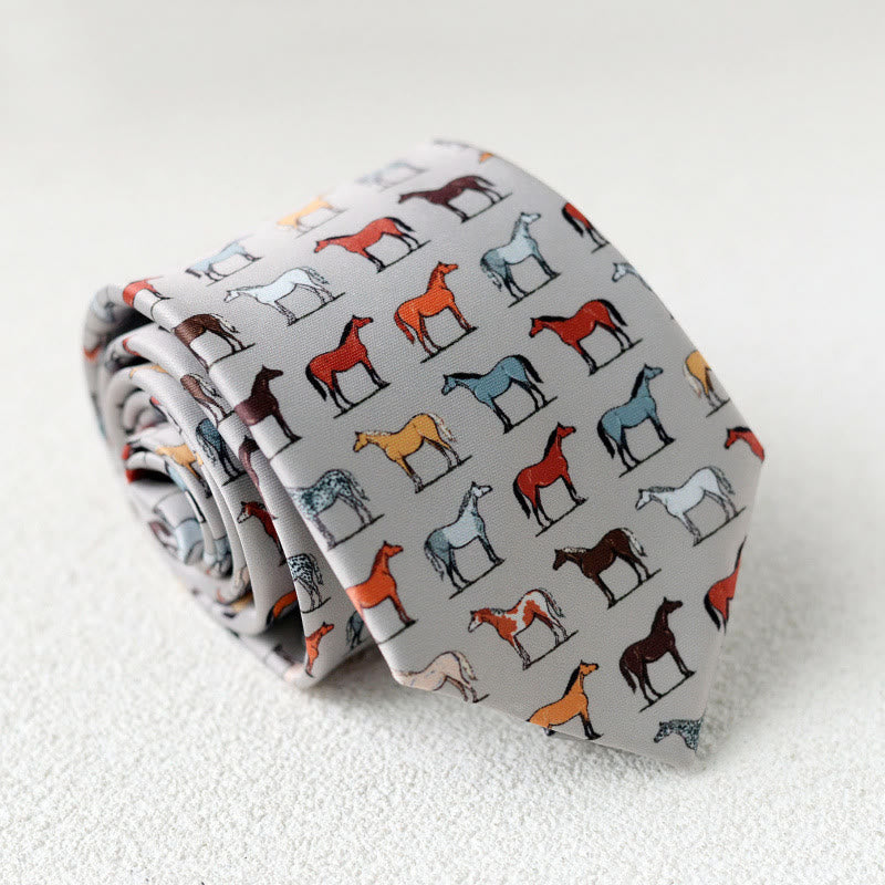 Cravate verte personnalisée pour homme avec motif cheval, nouée à la main - Style n° 12 - image 14
