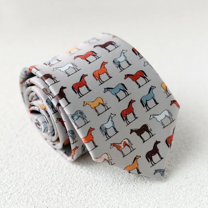 Cravate verte personnalisée pour homme avec motif cheval, nouée à la main - Style n° 12 - image 14