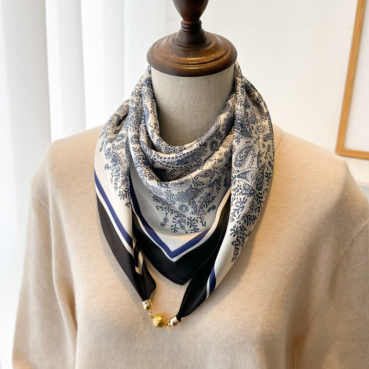 Cravate magnétique carrée imprimée rétro élégante pour femme - Style n° 18 - image 20