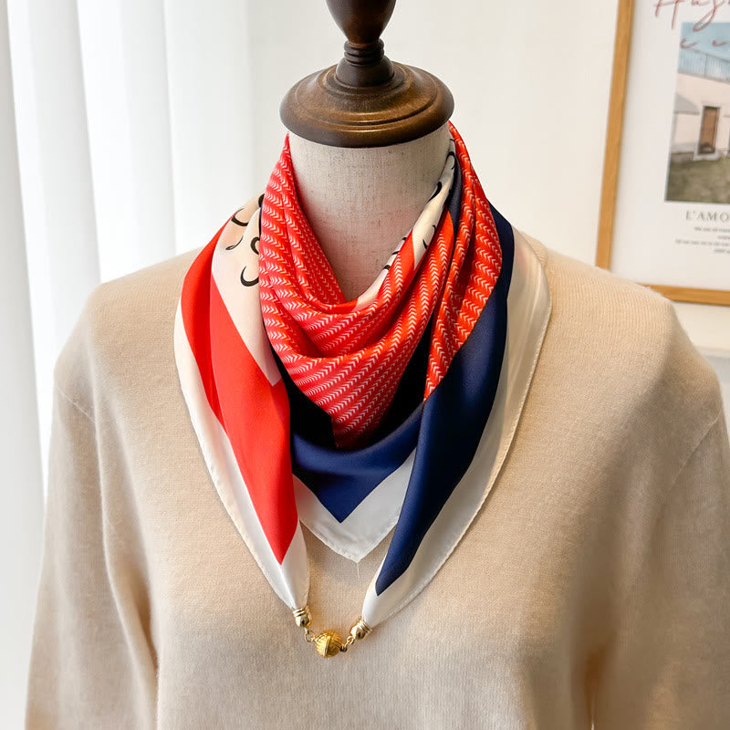 Cravate magnétique carrée imprimée rétro élégante pour femme - Style n° 20 - image 22