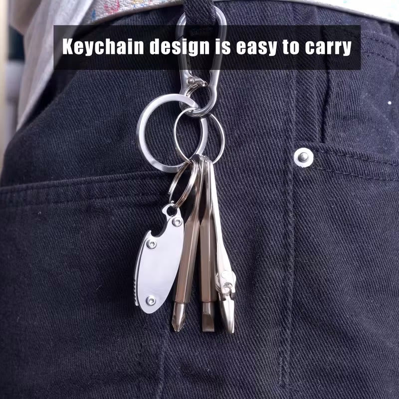 Ensemble d'outils compact 4 en 1 : couteau, clé, tournevis et porte-clés. - image 2