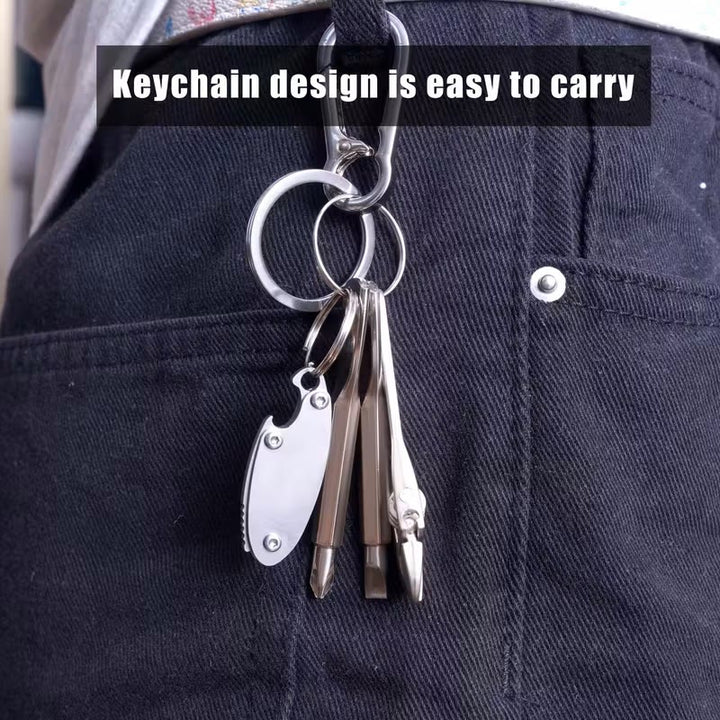 Ensemble d'outils compact 4 en 1 : couteau, clé, tournevis et porte-clés. - image 2