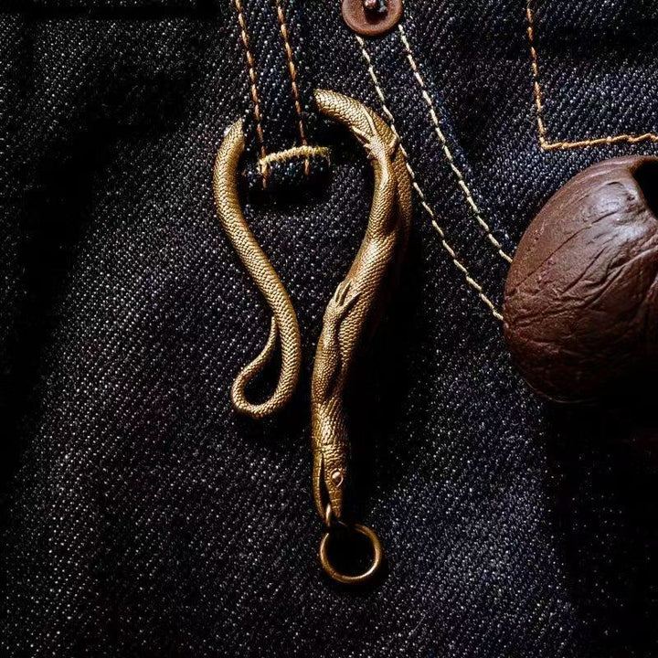 Porte-clés en laiton avec pendentif en forme de lézard et mousqueton - Laiton antique - image 0