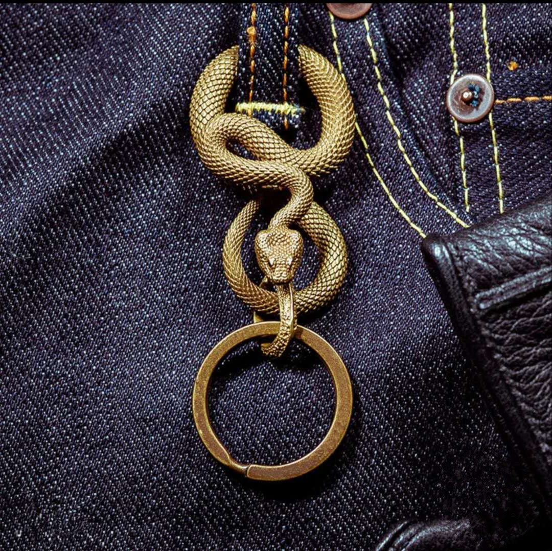 Porte-clés serpent en laiton fantaisie gothique à motif animalier - Tête de dragon - image 0