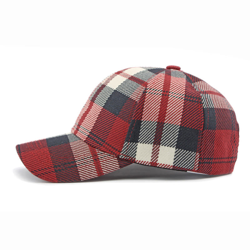 Casquette de baseball décontractée multicolore à motif à carreaux rétro - image 1