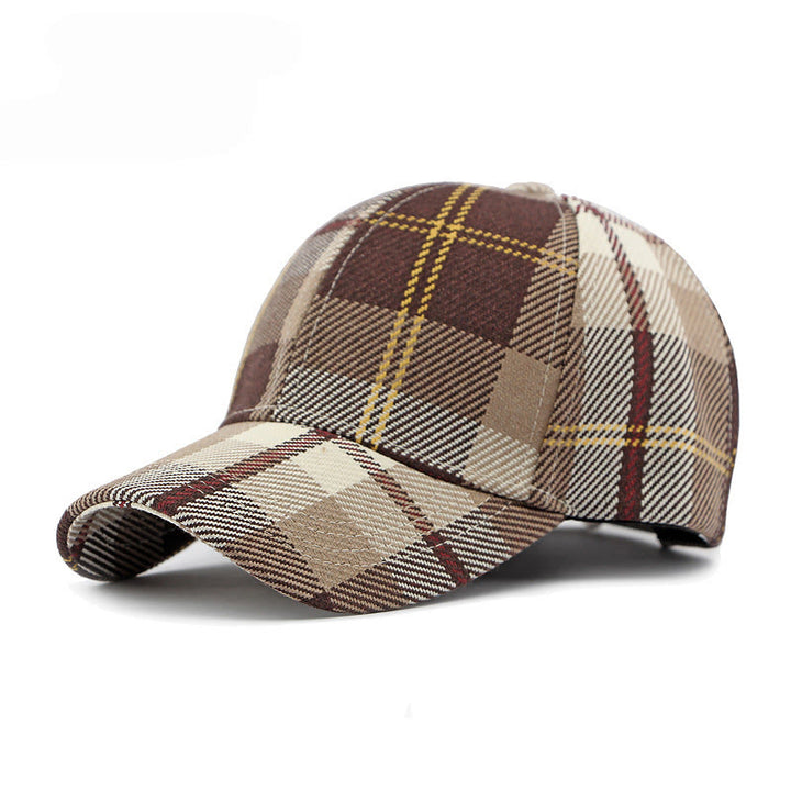 Casquette de baseball décontractée multicolore à motif à carreaux rétro - Café - Réglable (21 5/8''-23 5/8'') - image 6