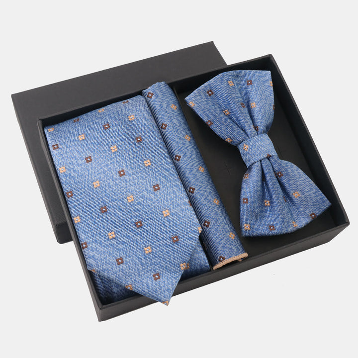 Ensemble 3 pièces pour homme : cravate, nœud papillon et pochette à pois dégradés - Style n° 4 - image 6