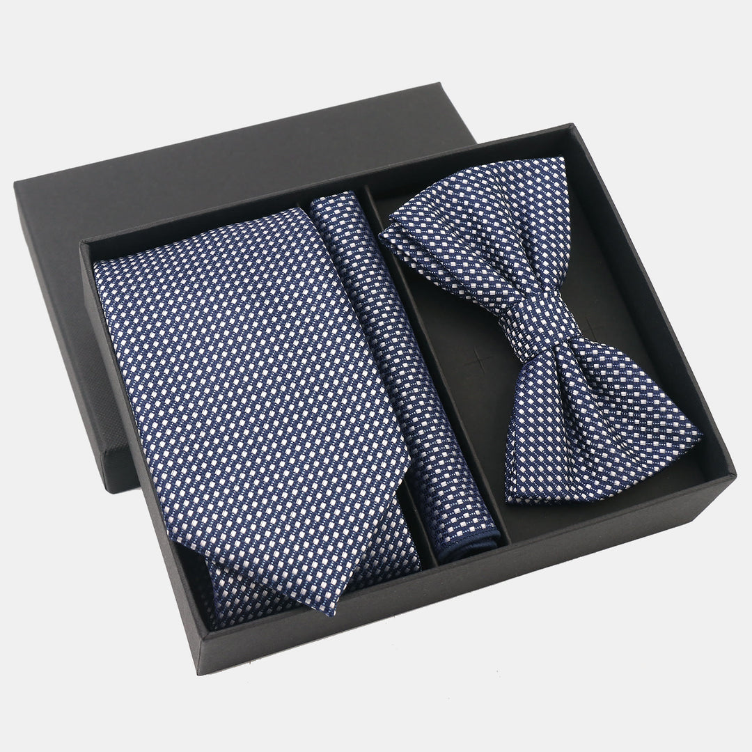 Ensemble 3 pièces pour homme : cravate, nœud papillon et pochette à pois dégradés - Style n° 2 - image 2