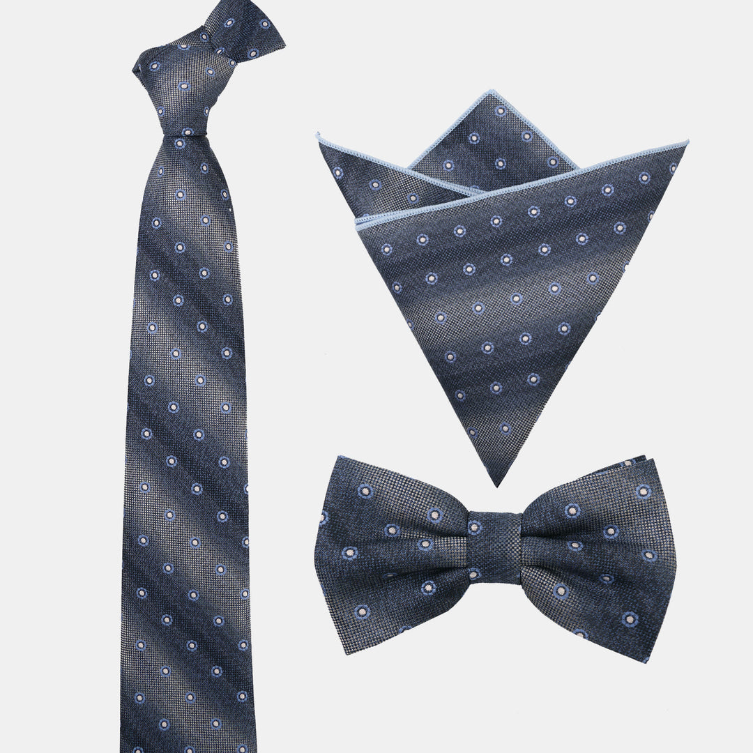 Ensemble 3 pièces pour homme : cravate, nœud papillon et pochette à pois dégradés - image 5