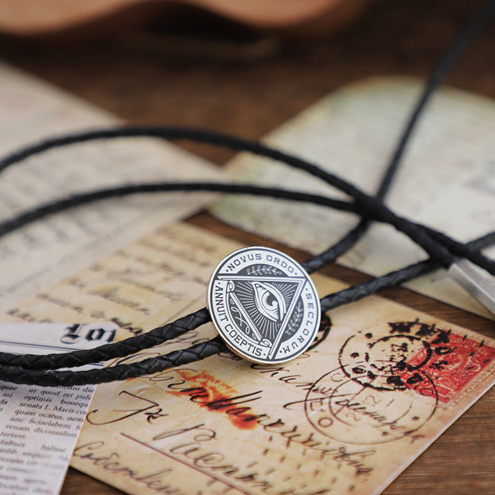 Cravate bolo vintage en métal avec inscription latine « Œil de la Providence » - Style n° 4 - image 5
