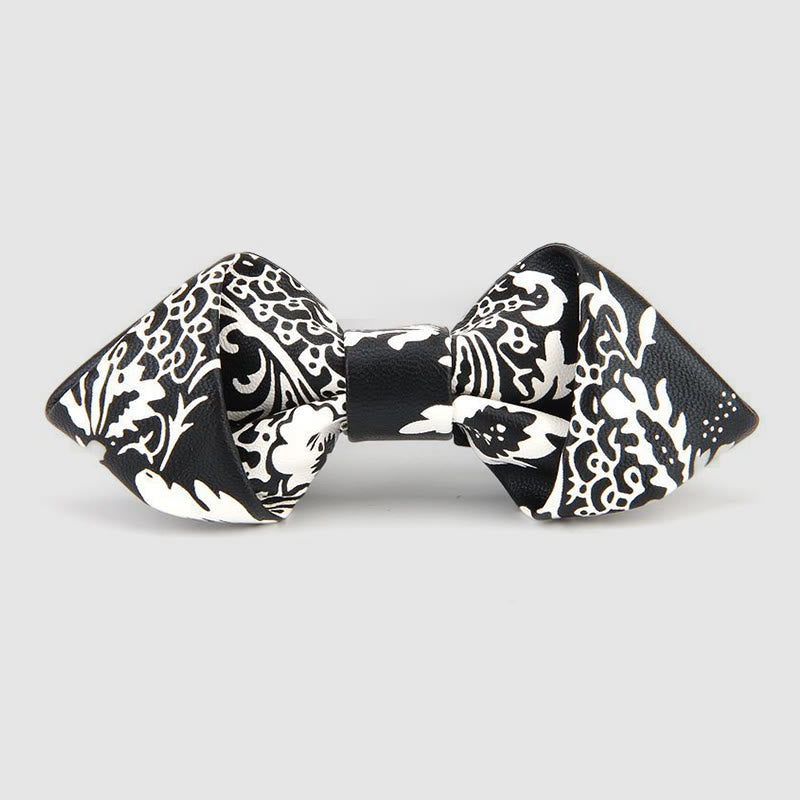 Nœud papillon pointu en cuir orné de motifs floraux et décoratifs - Style n° 2 - image 3