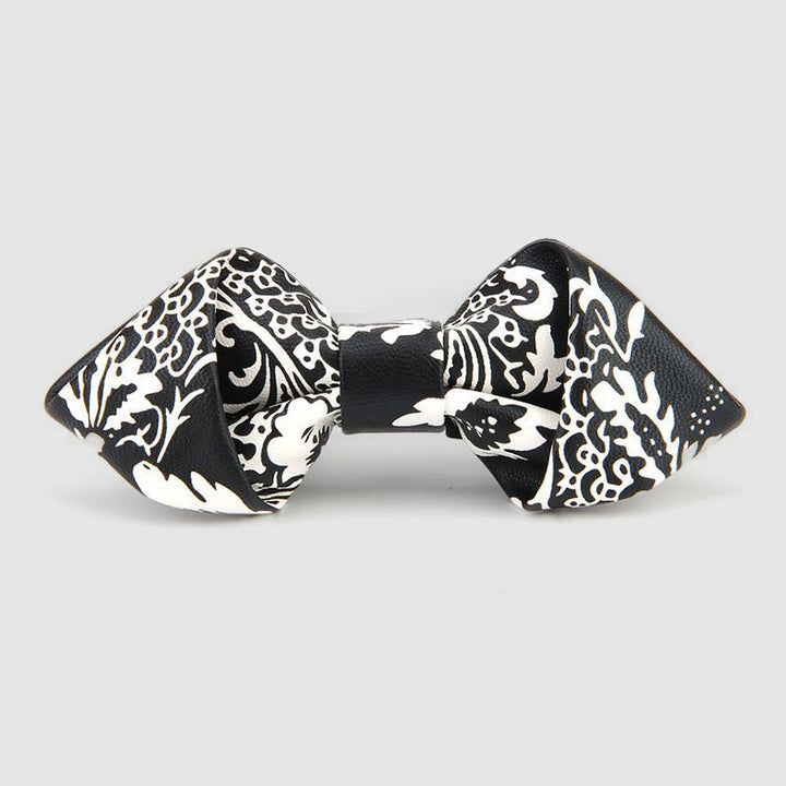 Nœud papillon pointu en cuir orné de motifs floraux et décoratifs - Style n° 2 - image 3