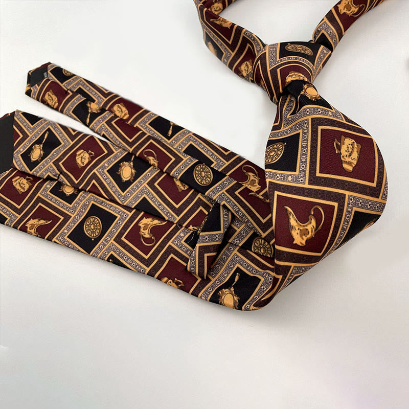 Cravate personnalisée pour homme, style rétro, à motifs et à nouer à la main. - image 1