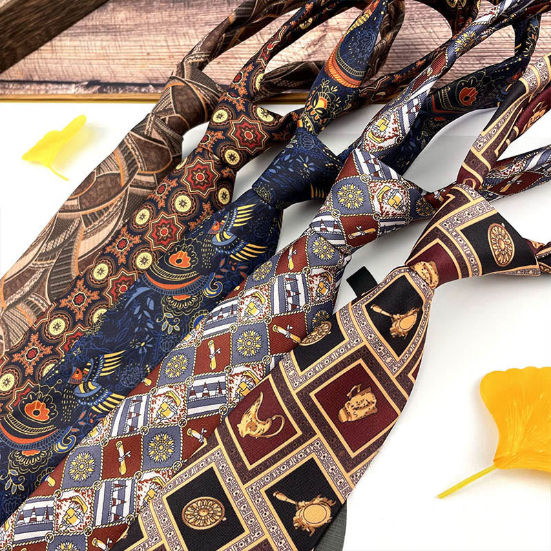 Cravate personnalisée pour homme, style rétro, à motifs et à nouer à la main. - image 3