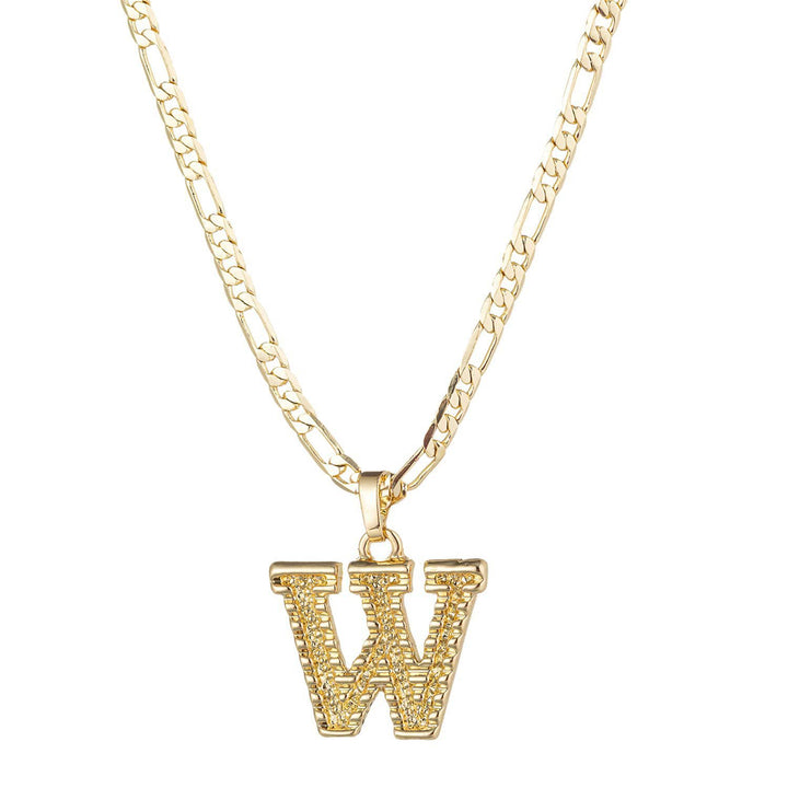 Collier pendentif lettre dorée simple et noble - W - image 24