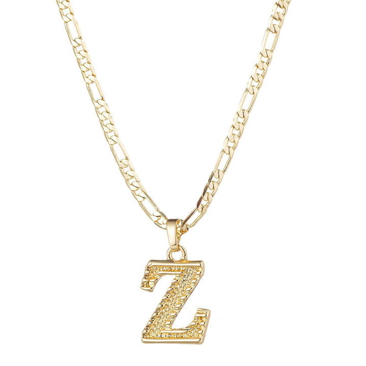 Collier pendentif lettre dorée simple et noble - Z - image 27