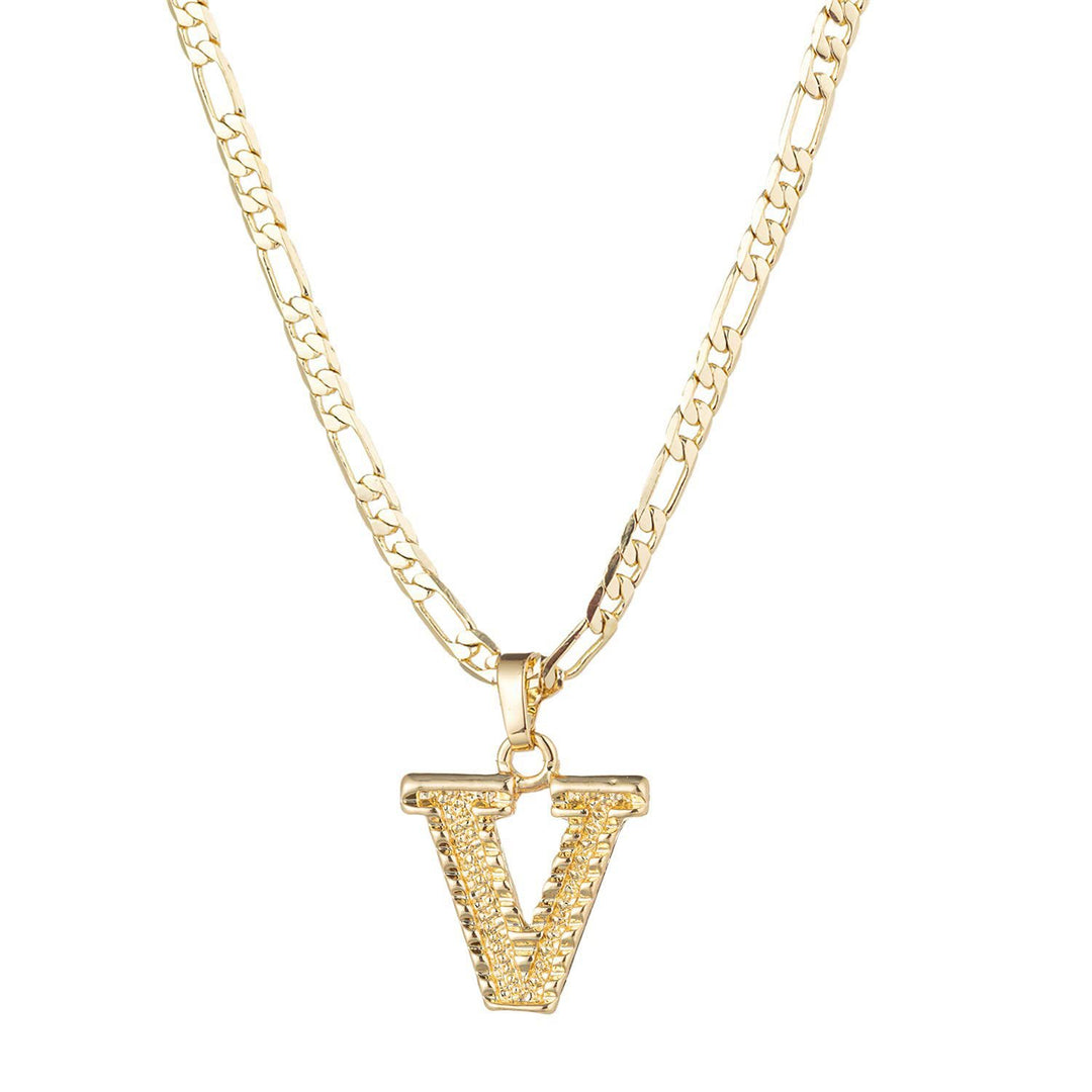 Collier pendentif lettre dorée simple et noble - V - image 23