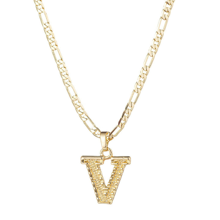 Collier pendentif lettre dorée simple et noble - V - image 23