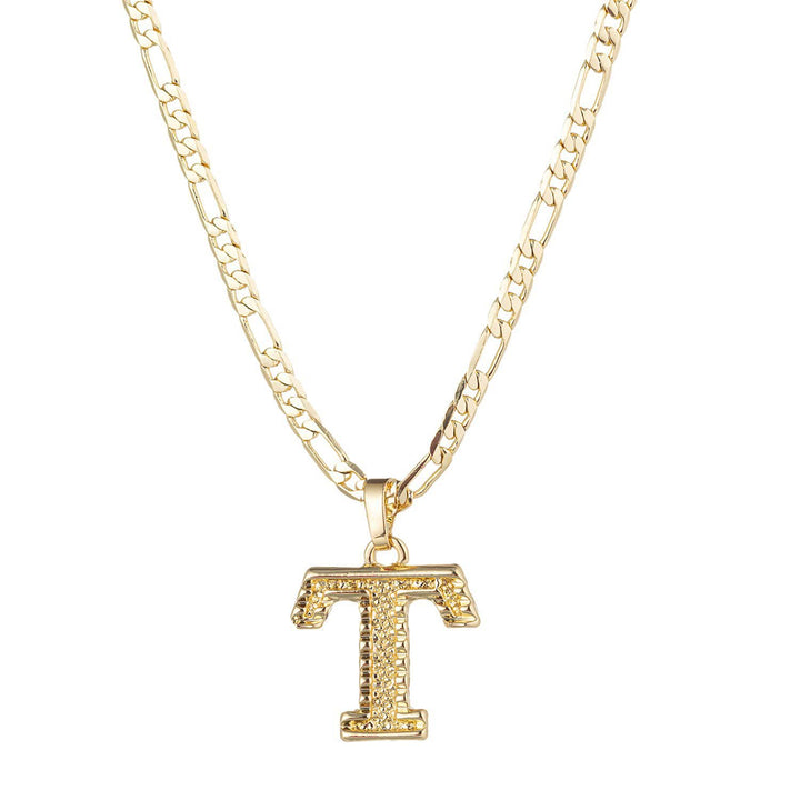 Collier pendentif lettre dorée simple et noble - T - image 21